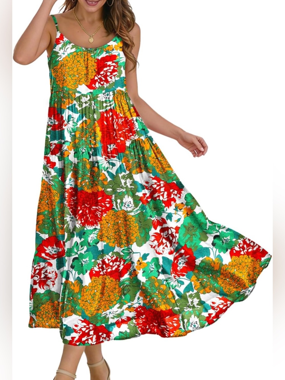 Floral Colorful Tiered Maxi Summer Dress Size XS
